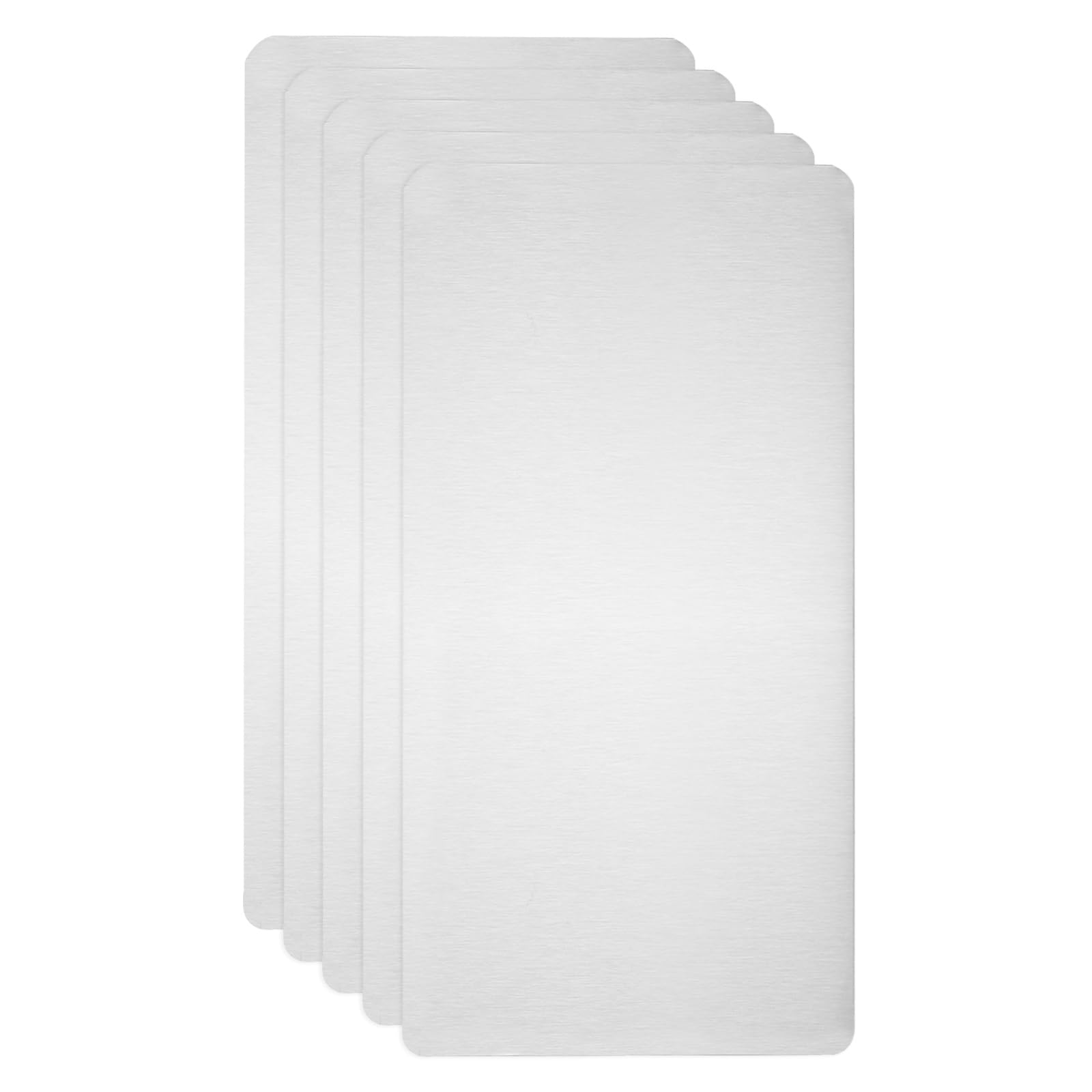 sourcing map 5pcs Metal Business Card Blanks, 100mm x 50mm x 0.4mm Stainless Steel Engraved Metal Business Visiting Name Cards for House Office DIY Gift Invitation(Silver, Brushed)