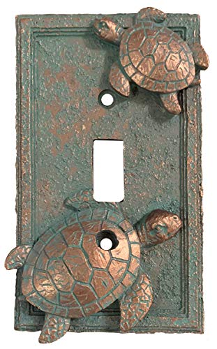 Top Brass Sea Turtle Nautical Beach Art Decor - Electrical Cover Wall Plate Bronze/Verdigris Finish - Single Switch, Double, Rocker, Outlet (Single Switch) #TOP5