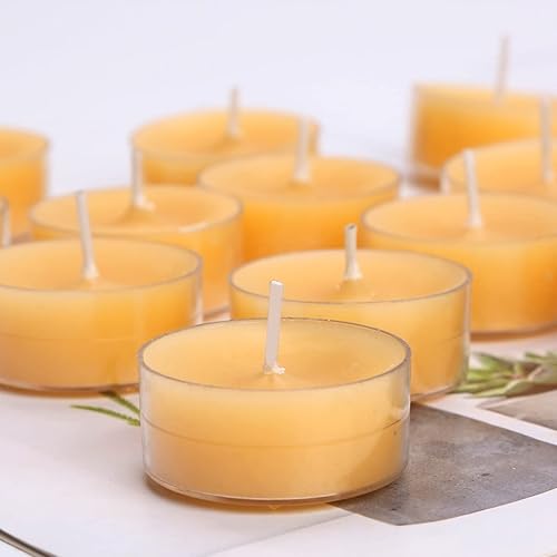 Miniatura 7 de LJQizn 12 velas de cera de abeja natural, hechas a mano, decorativas, sin perfume, velas de té de cera de abeja pura (perfectas para fiestas de