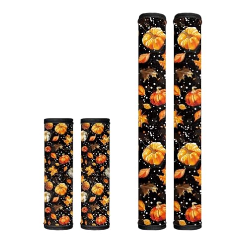 Image of Dreaweet Pumpkin Maple Leaf Fridge Handle Covers Set of 4 Fall Kitchen Decor Washable Non Slip Appliance Handle Covers for Refrigerator Oven Microwave Dishwashers