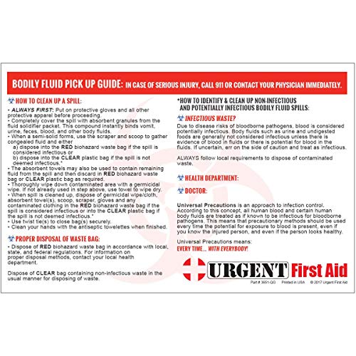 Image of 22 Piece Bodily Fluid Cleanup Pack /Bloodborne Pathogen Kit - OSHA Compliant | Meets OSHA Regulations - Protects from Dangerous Exposure to Blood, Spills, and Other Potentially Infectious Materials