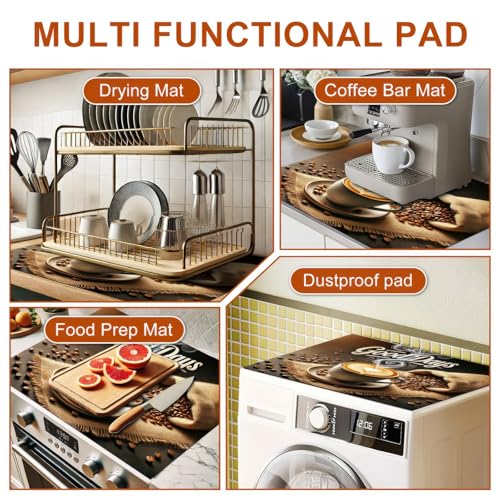 Image of HOMETITUTE Good Days Stove Top Cover 28x20 Diatomite Coffee Bar Mat | Electric stove decoration