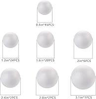 Vista 3 de DIYASY 100 bolas de espuma lisas blancas de 0.8 a 3.3 pulgadas para artes y adornos de Navidad, bolas redondas de poliestireno para manualidades