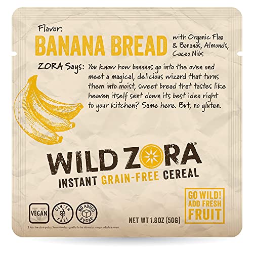 Wild Zora Instant Grain-Free Hot Cereal - Tasty Paleo Friendly Cereals, Instant Hot Meal, Breakfast To Go, Oatmeal Substitute, No Added Sugar, Grain, Dairy, Or Soy, Gluten Free, 5-Pack Variety #TOP2