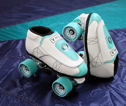 Vnla Junior Lagoon Jam Skates For Men And Women - Indoor Unisex Roller Skates For Tricks And Jam Skating- White/Aqua (Men 5 / Women 6) #TOP5