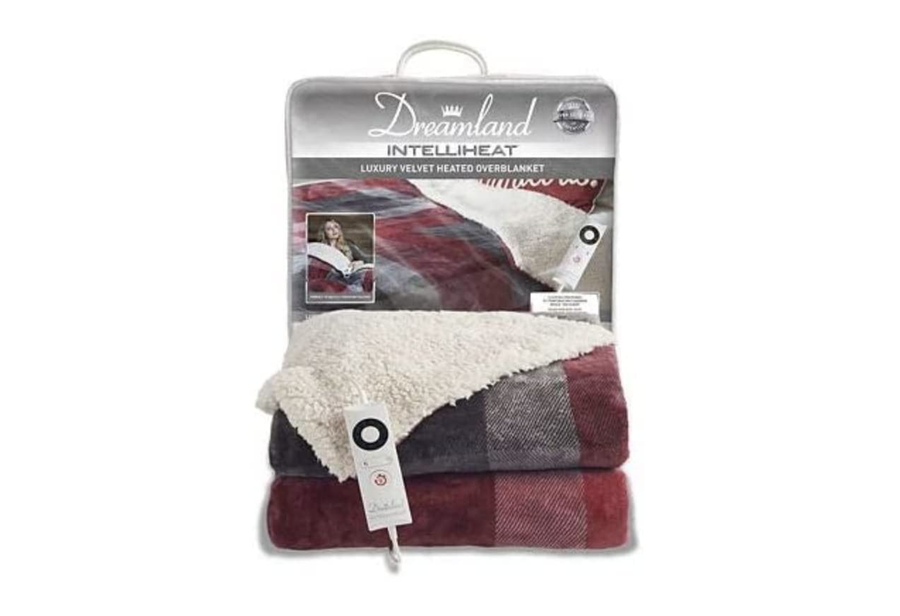 Dreamland Velvety Electric Heated Throw Grey and Red Check – 135 x 180cm :  Amazon.co.uk: Home u0026 Kitchen