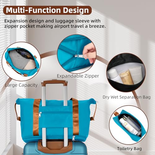 Image of LARVENDER Luggage Sets 6 Piece, Expandable Hardside Carry on Suitcase Set with Spinner Wheels, Lightweight Rolling Luggage Sets for Women with TSA Lock, Blue