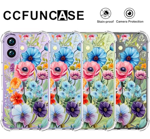Coque iPhone 17 transparente antichoc avec motif fleur bleue - 3