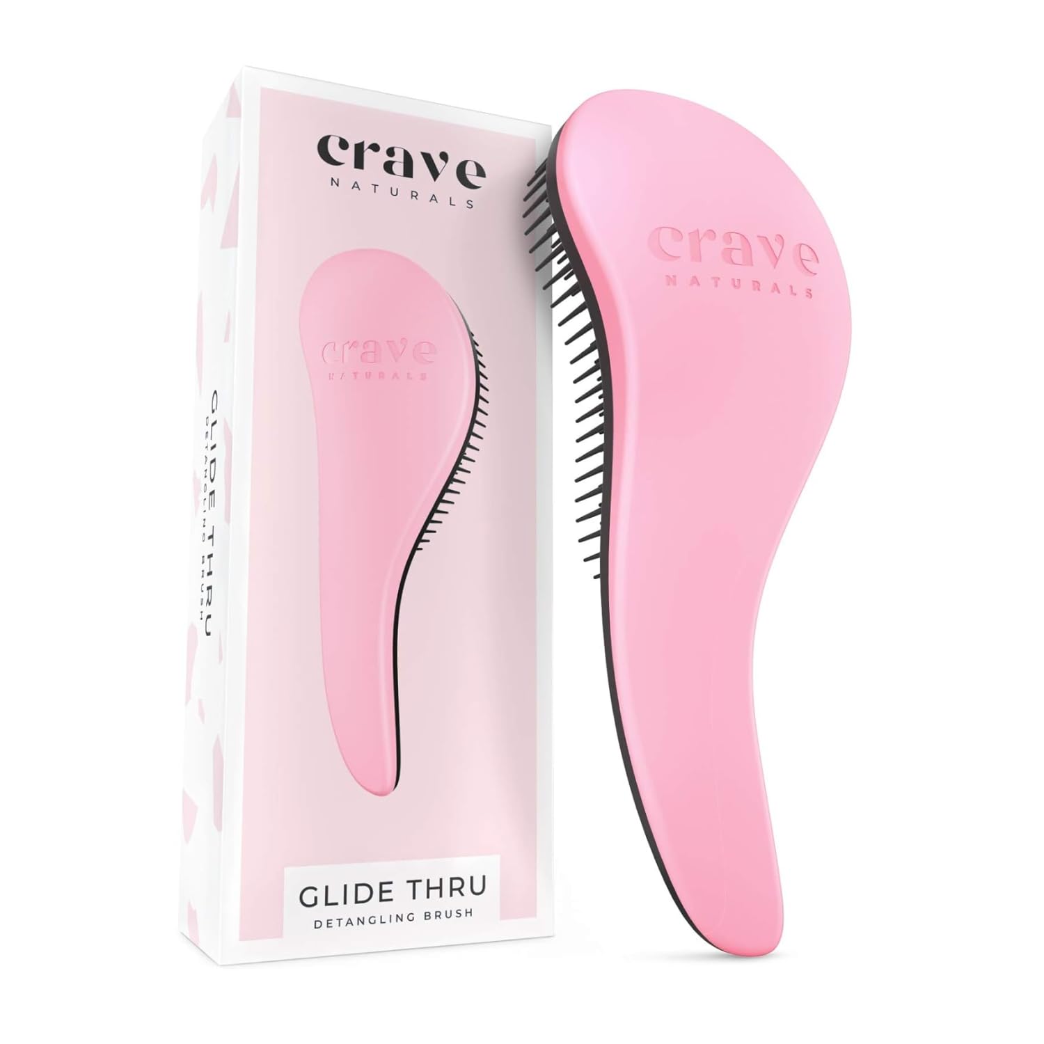 Crave Naturals Glide Thru Detangling Brush For Natural, Curly, Straight, Wet or Dry Hair - Gentle Detangler Brush Styling Tool for Adults, Kids,