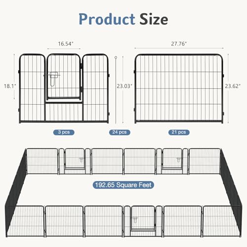 Image of DUMOS Dog Playpen 24 Inch 24 Panels Indoor Outdoor Metal Pet Fence | Foldable Dog Play Pen with Door, Portable Exercise, RV Camping, Puppy Small Dogs