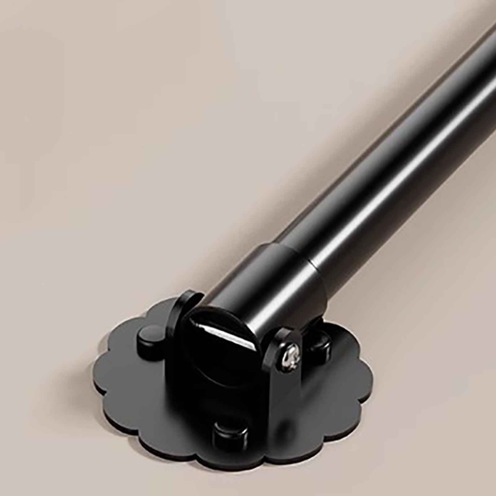 Elitix Black Wardrobe Rail Angled Wall Closet Rod Bracket Adjustable Socket, Stainless Support Holder Shower Bar Can 180° Swivel, Curtain Rod In Bathroom, Can/No Drilling(,100-155Cm(39"-61"))