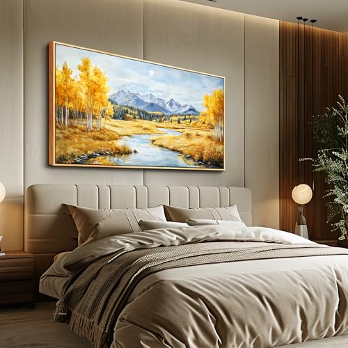 ERQINHUA Large Canvas Wall Decor For Living Room Wall Art For Bedroom Pastoral Yellow Landscape Painting Wood Frame Farmhouse Dining Room Office Home Decor Stretched And Framed Aesthetics 30"X60"