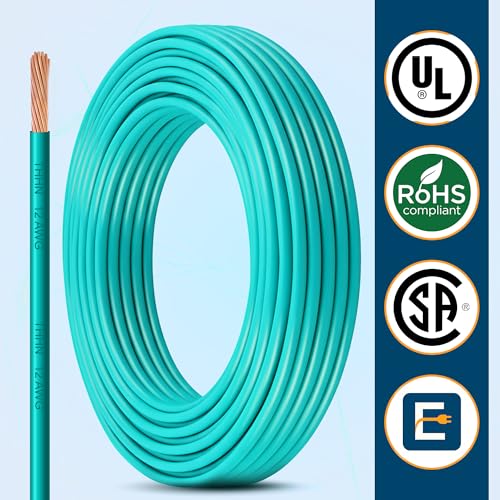 Image of THHN Wire 12 Gauge (12 AWG) 50 FT - Stranded Copper Building Wire for Panel /Control Wiring, Grounding & Lighting Circuits (Residential /Industrial), UL Listed, 600V, THWN-2, PVC /Nylon Jacket, Green
