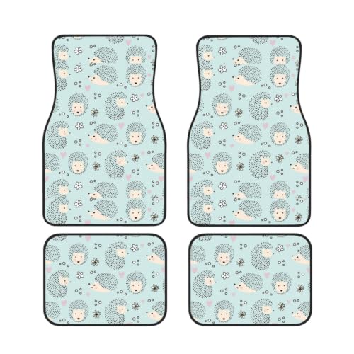 Alfombrillas para coche de neopreno con diseño de muchos erizos juego de 4 piezas antideslizantes