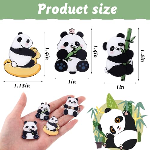 Image of 6Pcs Cute Panda Pins for Backpacks Acrylic Brooch Pins for Women Cartoon Panda Bag Pins Aesthetic Badges Pin Lapel Pins Kawaii Accessories for Bags, Hoodies, Hats, Coats Christmas Gifts