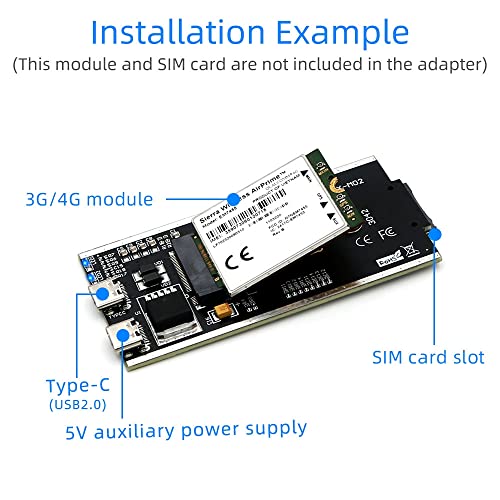 Adaptateur M.2 vers USB C alimentation auxiliaire pour module LTE