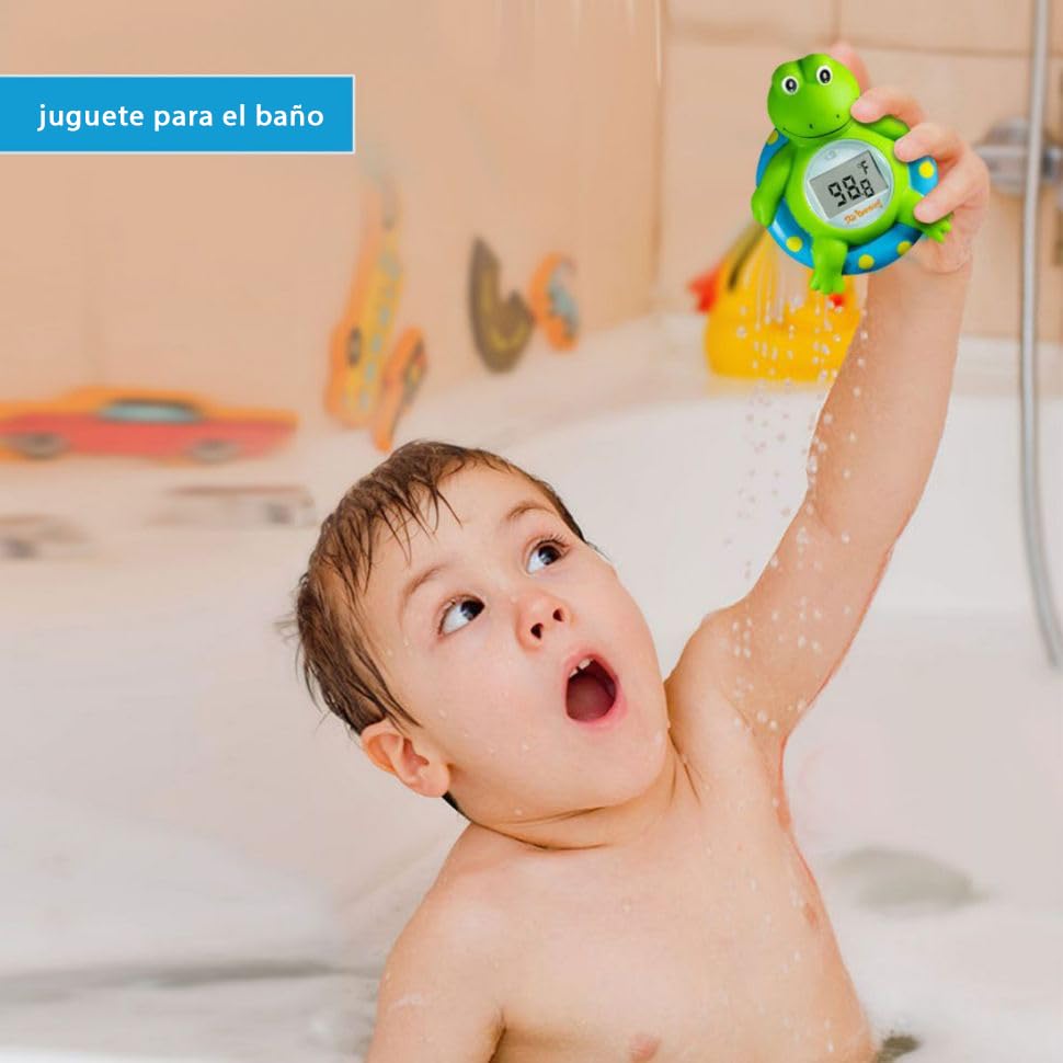 Termómetro de baño para bebés Doli Yearning, juguete de baño flotante para niños pequeños, termómetro de bañera, en grados Fahrenheit y Celsius - Rana azul