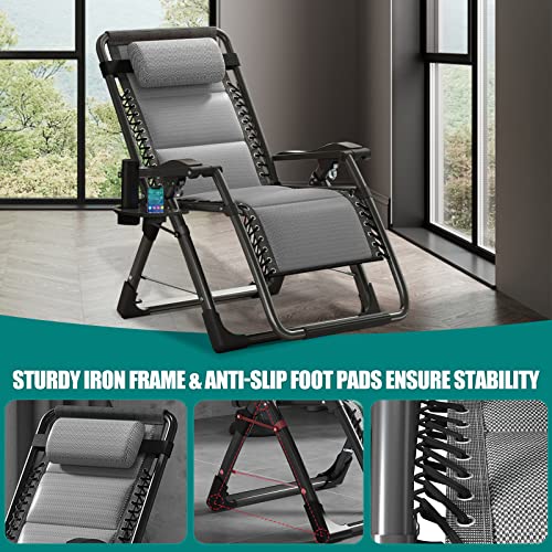 Zero Gravity Chair, Lawn Recliner, Reclining Patio Lounger Chair, Folding Portable Chaise With Detachable Headrest And Cup Holder #TOP5
