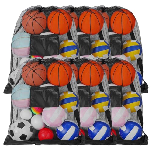 Bolsas de malla para balón de fútbol con bolsillo y bolsas de cordón de baloncesto cobee pack de 6