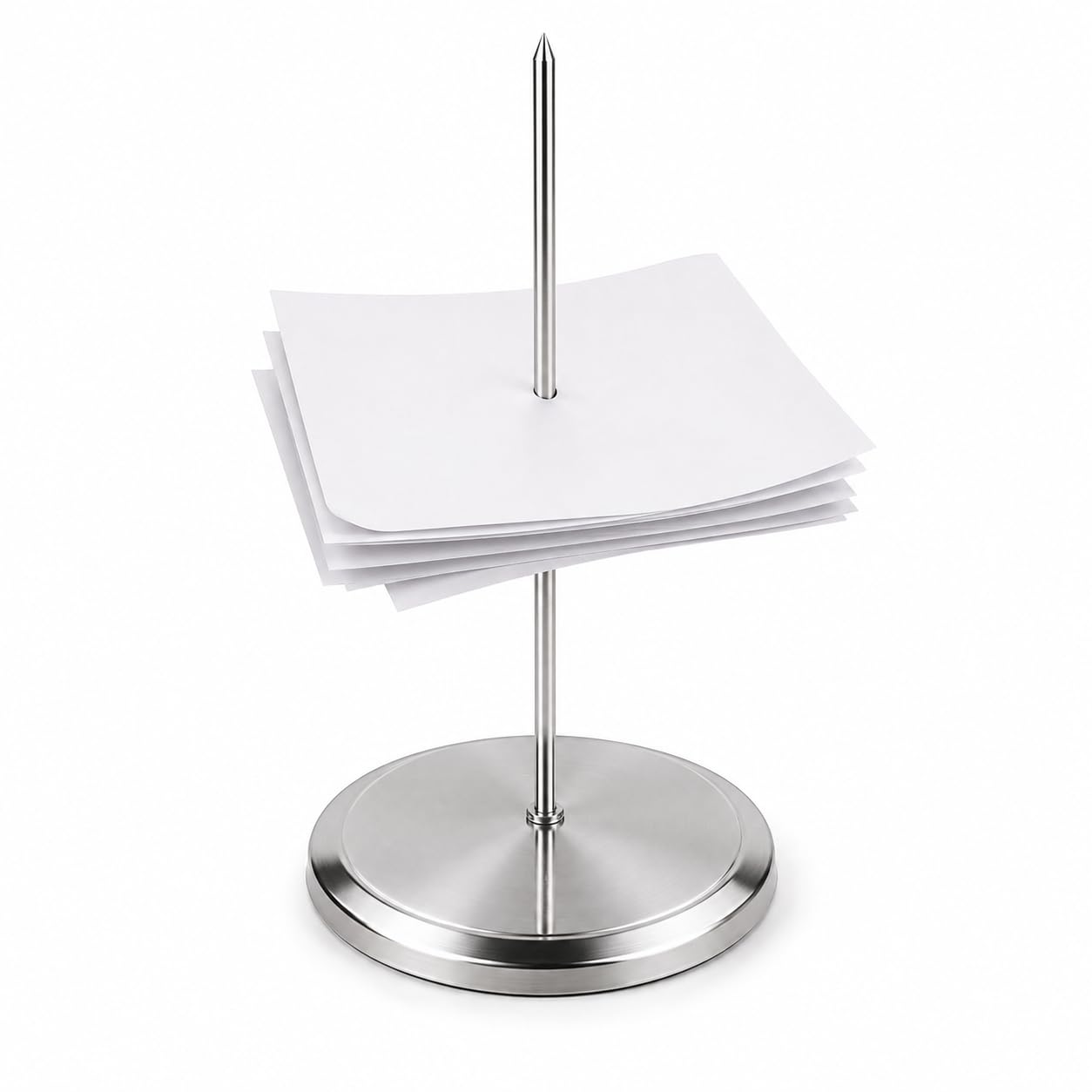 MOREL Stainless Steel Receipt Holder Stand, Straight Rod Bill Spike & Memo Note Holder for Restaurant, Hotel, Cafe, Office & Token Coins, Round Base, Pack of 3 3