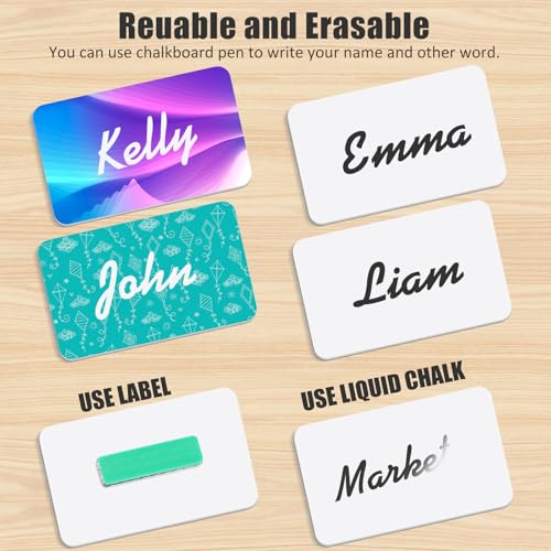 Image of Chinco 50 Sets Magnetic Name Tags 3.4 x 2.1'' Magnet Badge Holder DIY Blank Name Tags Personalized and Reusable Magnetic Backing for Office School Supplies(Green)