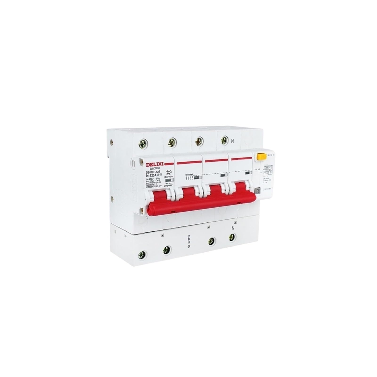 Wyłączniki miniaturowe, Zabezpieczenie przed wyciekiem elektrycznym DZ47LE-1254P Duży wyłącznik zasilania elektrycznego 380 V Czterobiegunowy czteroprzewodowy