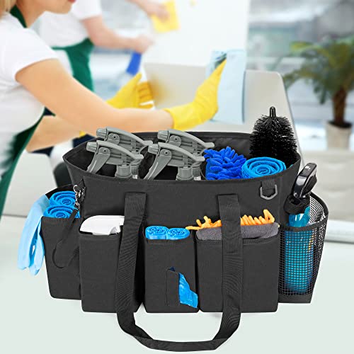 LoDrid Professional Cleaning Tote Caddy for Cleaning Supplies, Cleaning Bag Organizer with Dividers and Handle Strap for Housekeepers Work, Black, (Bag Only) by LoDrid - Image 3