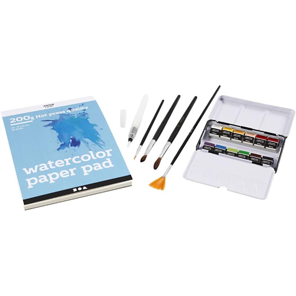 Creativ Starter Bastelset Aquarellfarben, 1 Packung, Schwarz, A5