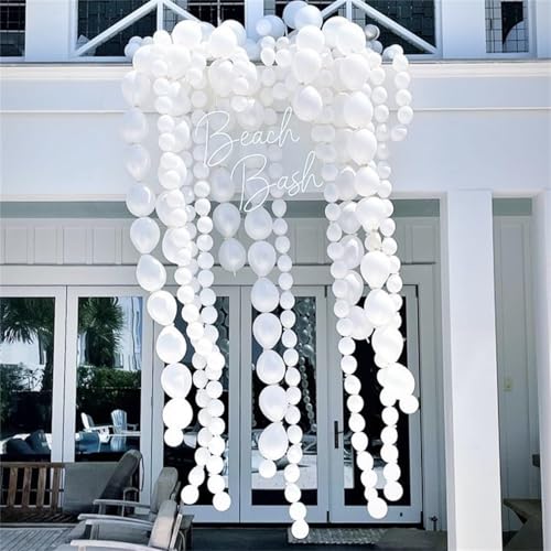 Image of White Quick Link Balloons - 100PCS Linking Balloons for Wedding, Birthday, Baby Shower, Engagement, Graduation Party Decorations (10inch)