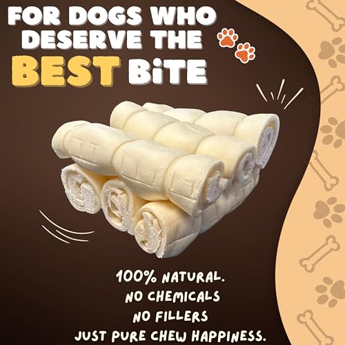 Image of Woofley's 6 inches Buffalo Beef Cheek Roll -(50 Count)- Beef Cheek Rolls for Dogs - Long Lasting Natural Dog Chews