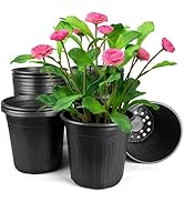 HQAUT 5 Gallon Pots for Plants, 11.4 Inch Gallon Nursery Pots with Drainage Holes, 5 Gallon Plast...