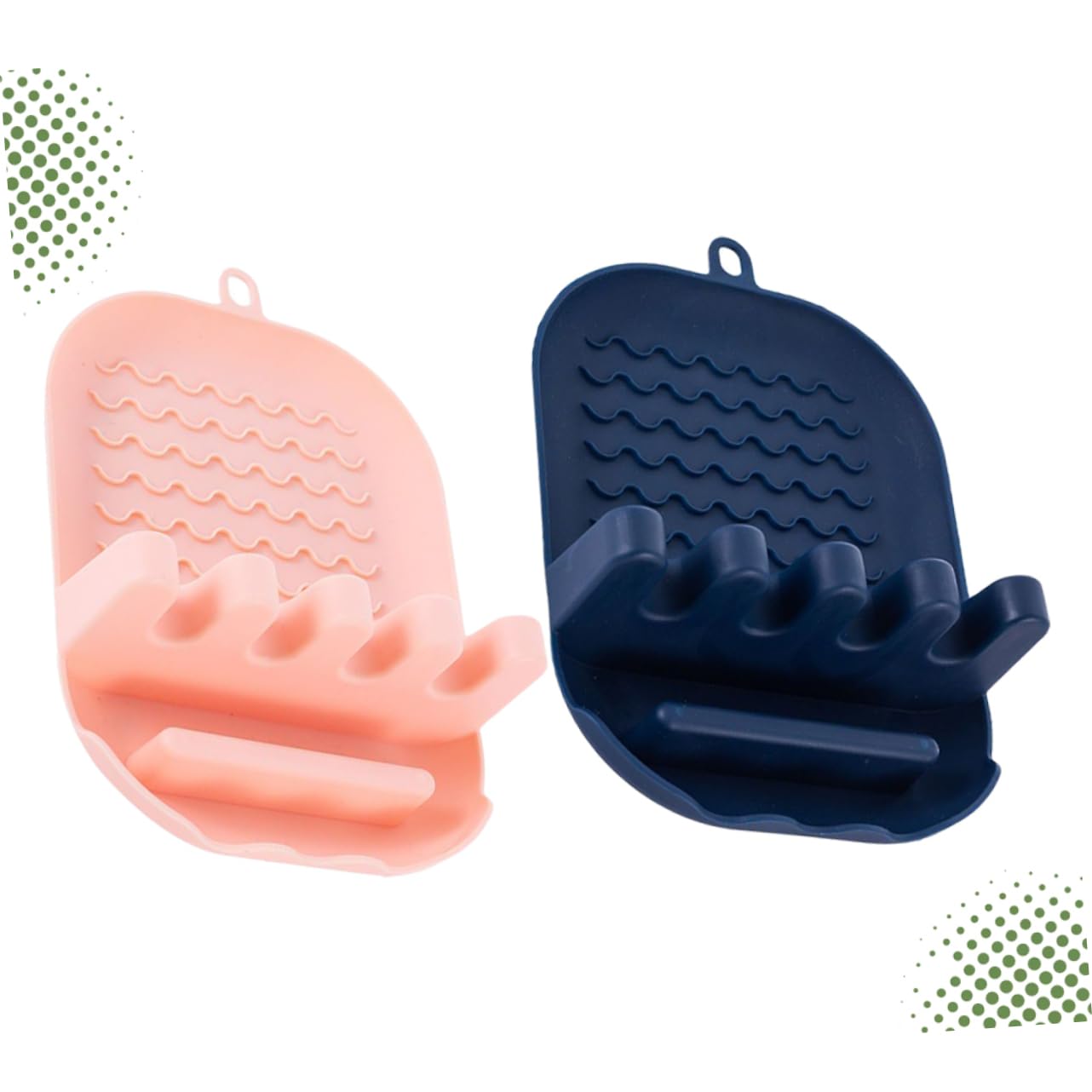 BRIGHTFUFU 2Pcs Utensil Organizer Multifunctional Kitchen Spoon and Chopstick Stand Plastic Pot Cover Holder with Non Slip Base for Dish Drying Rack Pink Navy Blue