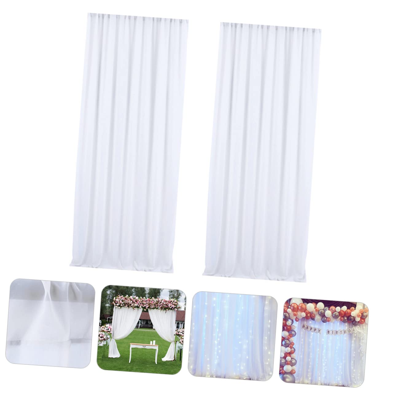 Alipis 2 Stück Weiße Chiffon Hintergrundvorhänge für Hochzeit und Fenster | Digitale Foto und Videoaufnahmen, Glatte Oberfläche mit Feiner Verarbeitung, Schlicht Elegant