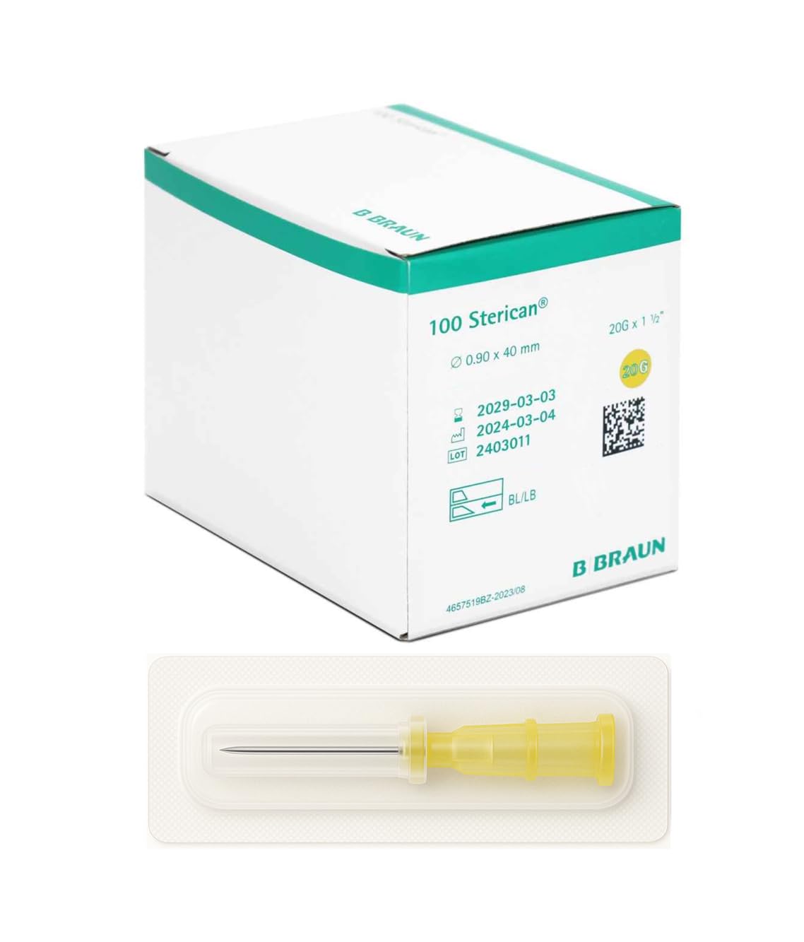 100x Präzisions-Nachfüllröhrchen 20G x 1 1/2" (0,90mm x 40mm, Farbcode: Gelb), mit Luer-Lock Anschluss, einzeln verpackt, für Technik, Labor, Hobby usw.