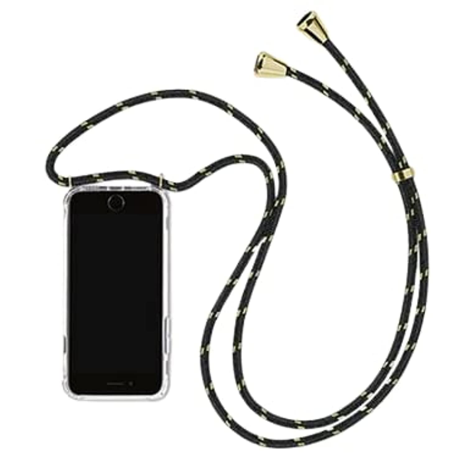 iPhone12 Pro Max Lanyard Black and Gold Crossbody Case Cell Phone Lanyard for around the Neck, Phone Safety Adjustable Phone Strap, Best Smartphones Lanyard with Full Coverage Case (iPhone 12 Pro Max)