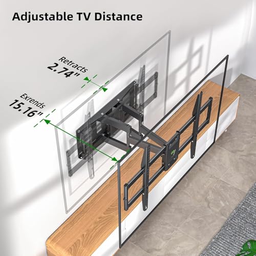 Image of BIG VUE TV Wall Mount for 26-80 Inch Flat Curved LED LCD Screen TVs Full Motion TV Mount, Tilt Swivel Extension Wall Mount TV Bracket with Dual Articulating Arm, Max VESA 600x400mm, Holds up to 110lbs