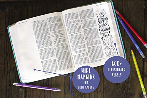 NIV, Beautiful Word Coloring Bible for Girls Pencil/Sticker Gift Set, Updated, Leathersoft over Board, Teal, Comfort Print: 600+ Verses to Color