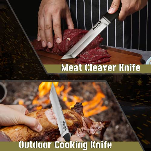 Huusk Upgraded Chef Knives Bundle With Cool Cooking Knives Japanese Paring Knife Outdoor Camping Knife With Leather Sheath And Gift Box #TOP2