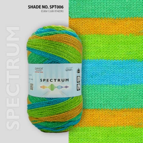 Image of Ganga Acrowools Spectrum Supersoft Knitting & Crochet Yarn | 100% Acrylic Wool Ball. Self patern Soft Hand Knitting Fancy Yarn to unleash creativity, perfect for Art & Craft, babywear, baby blanket, sweaters, ponchos, mufflers, socks, caps; threads works best with crochet hook needle; Avialable in multicolor (Pack of 1 ball = 100 grams).:; - (Green Brown - STP006)