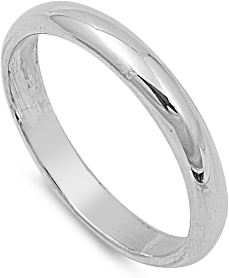 Sterling Silver Wedding 2mm Band Plain Comfort Fit Ring Solid 925 Italy