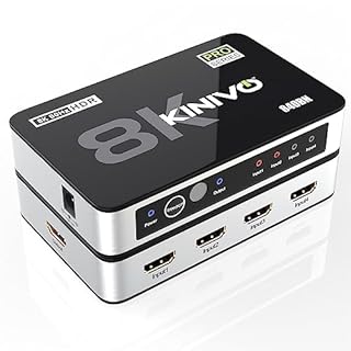 Kinivo 8K HDMI Switch (8K 60Hz, 4 in 1 Out, 48Gbps HDMI 2.1 Hub, Ultra HD Switcher, HDR10+, Dolby Atmos) - Compatible with HDTV, Nintendo Switch 2, PS5, Xbox, Apple TV