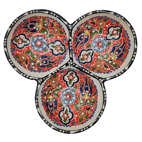 Vorspeisenteller mit 3 Schüsseln aus türkischer Keramik - Ethnische...