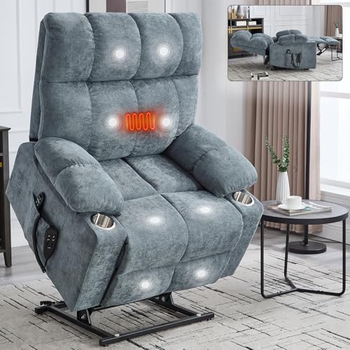 Sillón reclinable chenille color gris azul moderno