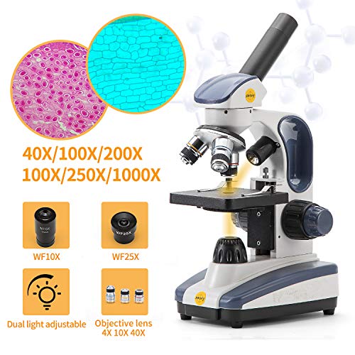Swift Compound Monocular Microscope SW200DL with 40X-1000X Magnification, Dual Light, Precision Fine Focus