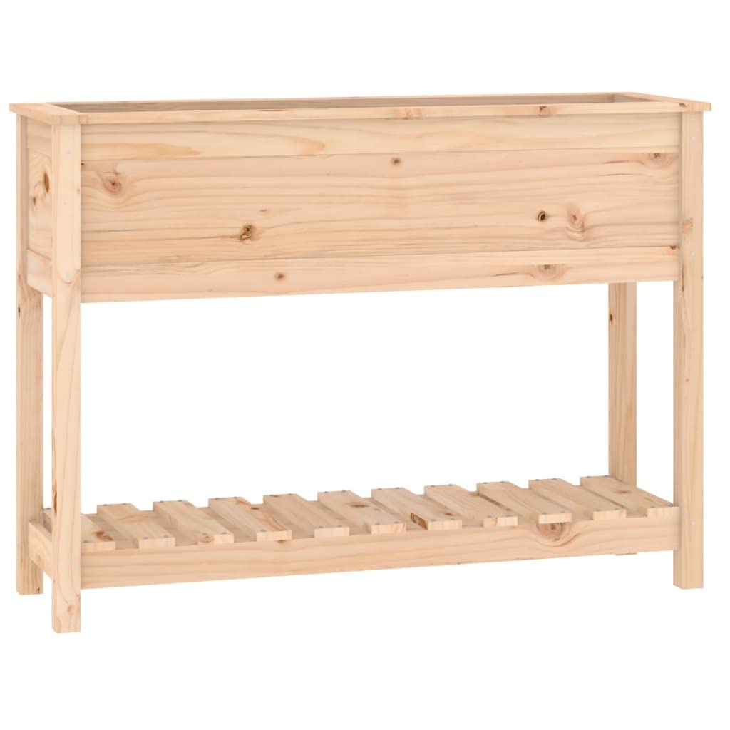 Skrzynka na kwiaty z półką z litego drewna sosnowego 111,5 x 34,5 x 81 cm na balkon i patio, duża doniczka na nasiona, solidna i stabilna konstrukcja, ergonomiczna wysokość, idealna do ogrodu