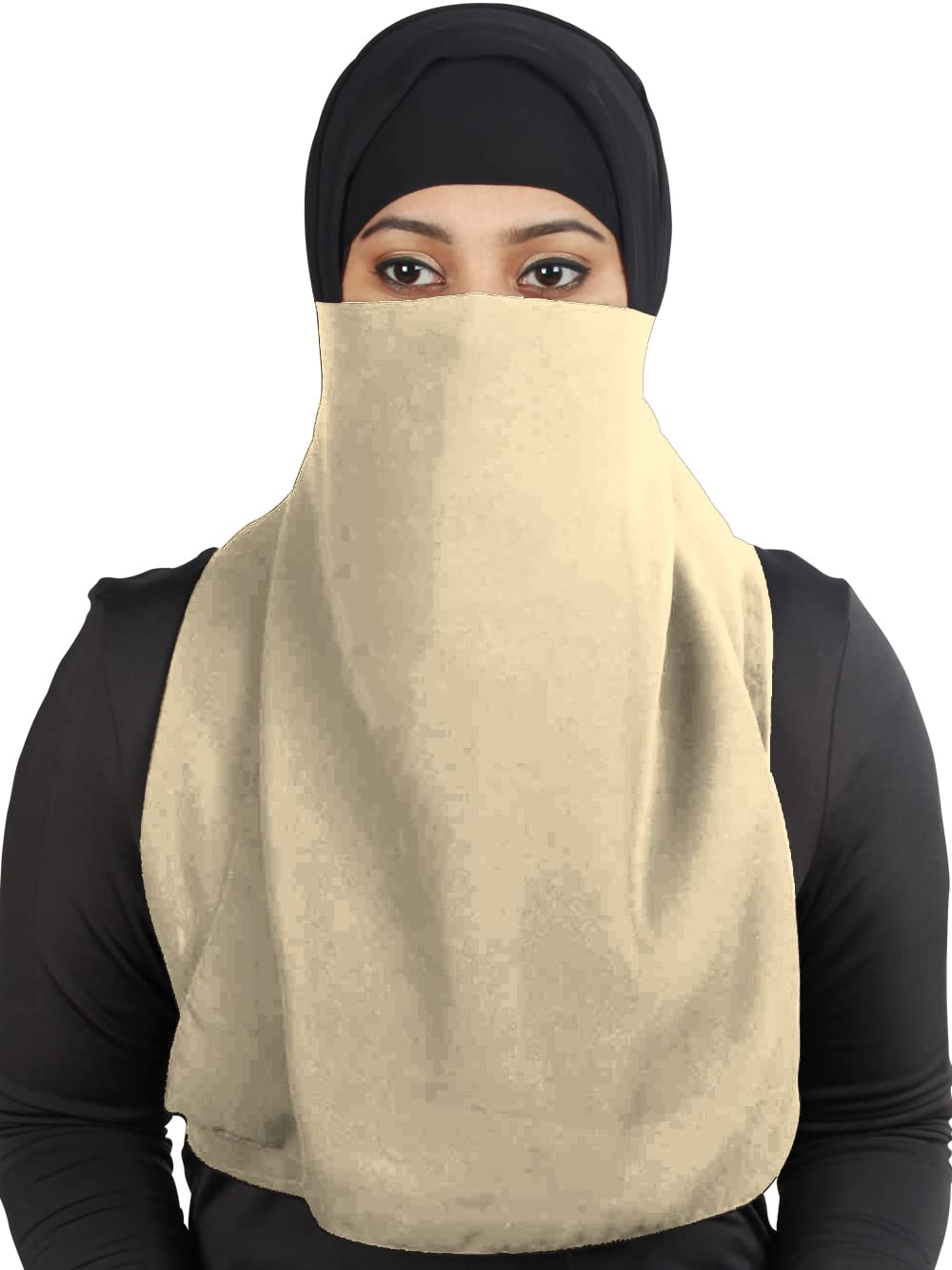 MyBatua Half Niqab Long Nosepiece In Breathable Georgette, Wholesale Price, 1pc Face Veil NQ-002