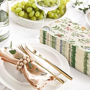 Anydesign 80 pack wild herbs guest napkins vintage plant flower disposable paper napkins retro botanical dinner hand napkin for home kitchen bathroom 13 x 157 inch  urban country home decor