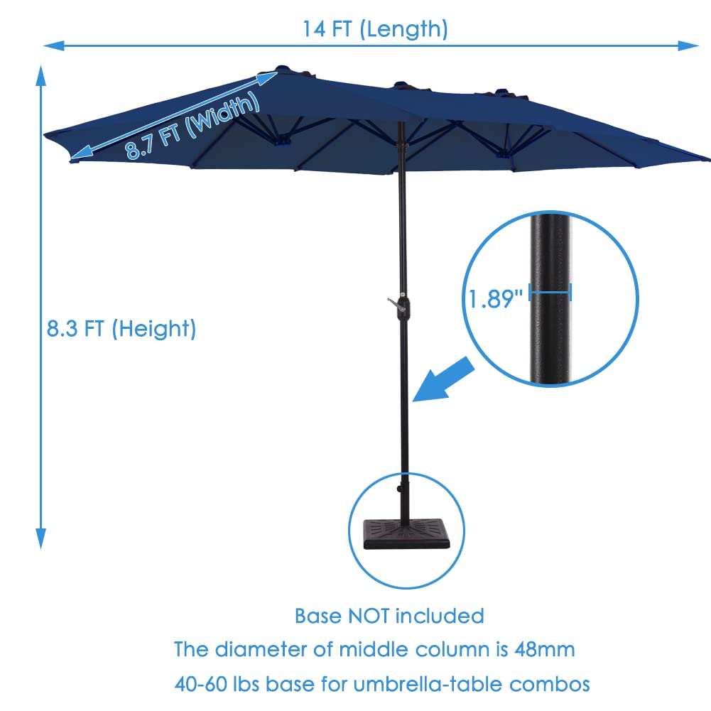 11 foot patio umbrella black 3 Tiers Patio Umbrella Outdoor Table Umbrella Blue / 11FT