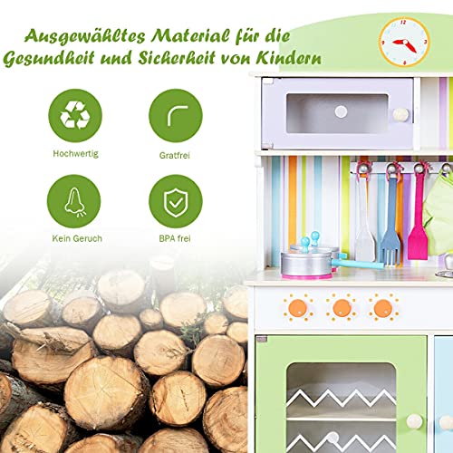 Kinderküche Spielküche Holz Kinderspielküche Spielzeugküche Spielzeug Holzküche HUIJK (Color : Grün) – Bild 7