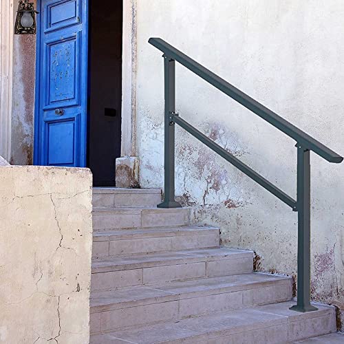 Rambarde d'escalier extérieur réglable : kit complet fer forgé noir
